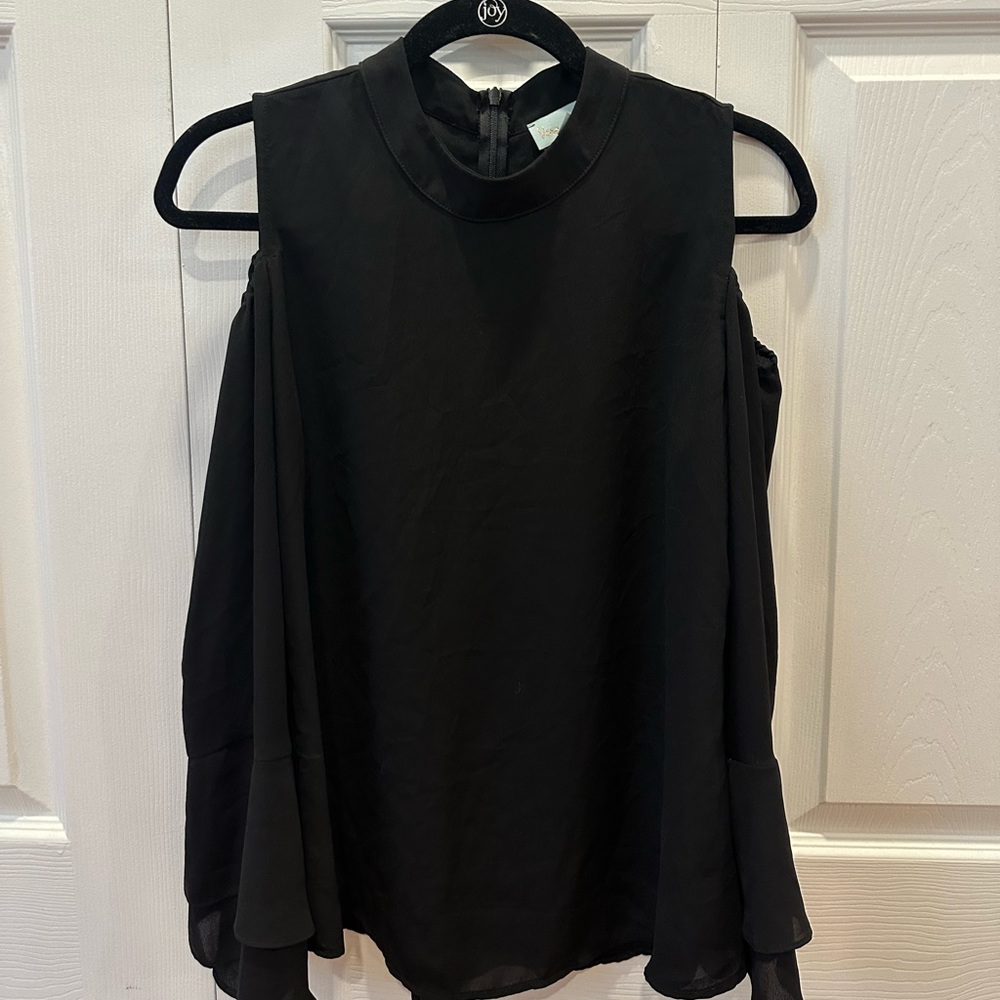 Veronica M. Women’s open shoulder long sleeve blouse